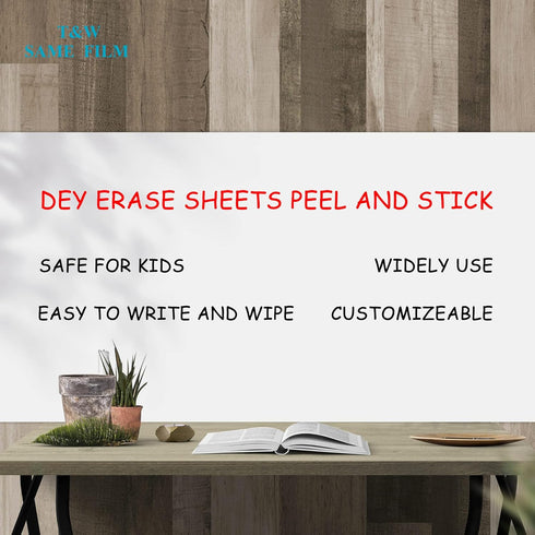 T&W SAME FILM Whiteboard Sticker for Wall, Dry Erase Paper with 1 Marker, 17.3''X36.2'' White, for Home, Office, School