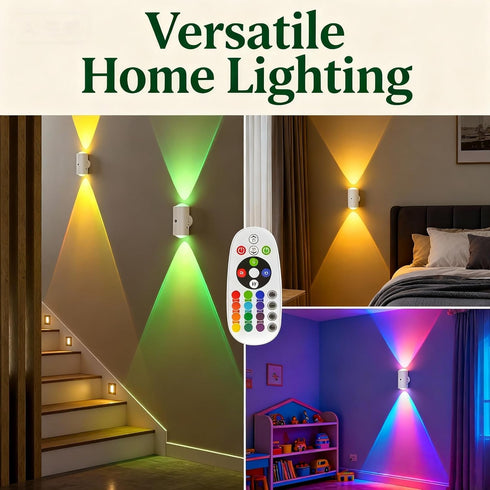 Generic 4 Pack 1200mAh Dimmable, Rechargeable Dynamic RGB LED Wall Lamp, Motion-Sensing Step Lights with Remote