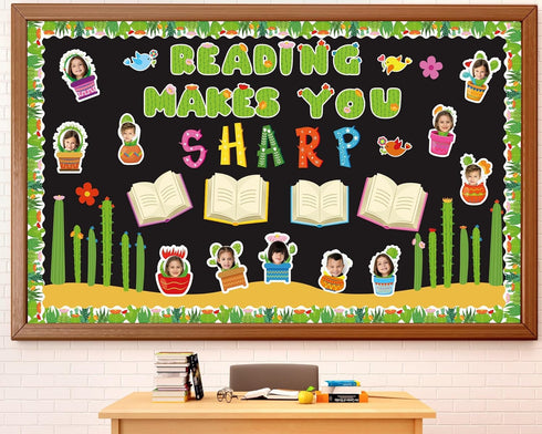 gisgfim Cactus Reading Bulletin Board Decorations Set Classroom Craft School Library Home Wall Decor