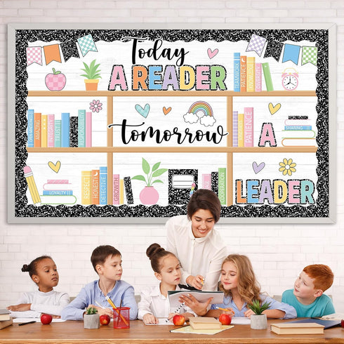 Set Bookshelf Bulletin Board Composition Notebook Classroom Decorations Reading Library Bulletin Board Composition