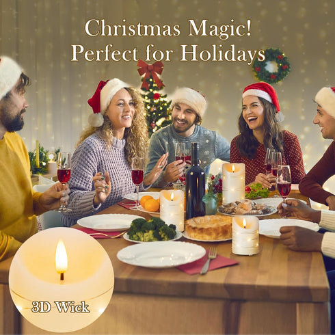 Wax,4" 5" 6" Set 3 Rechargeable Flameless LED Candles,Flickering Candles with Remote Control & Timer Embedded Fairy