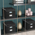 Huolewa Upgraded Portable File Organizer Box, Large Linen Hanging Office Document Storage Box with Lid - Black, Collapsible Filing & Boxes for Office/Decor/Home 14.9 x 12.7 10.8 inch by Huolewa