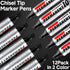 Teling Jumbo Size Permanent Markers - 12 Pcs Bulk Chisel Tip Big Marker Pens for Industrial Use