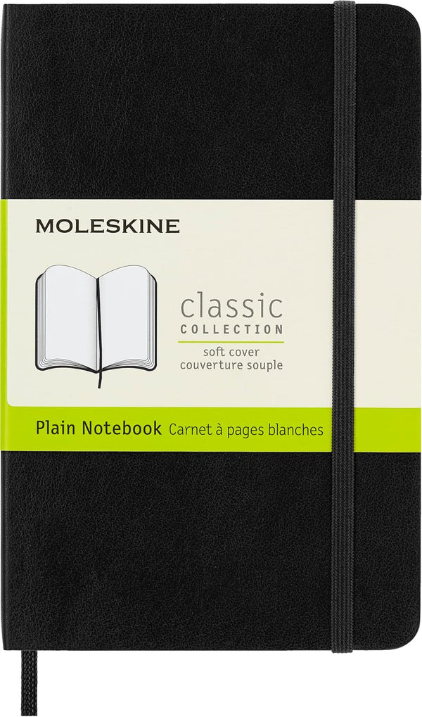 Moleskine Classic Notebook, Soft Cover, Pocket (3.5" x 5.5") Plain/Blank, Black, 192 Pages for Everyday Use