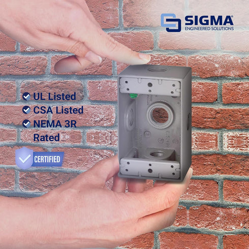 SIGMA ENGINEERED SOLUTIONS 14251-5X Weatherproof Metal Electrical Outlet Box, Gray, 1 Gang Box with Side Entry, (5)