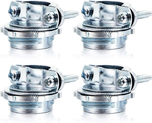 Clamp Type Cable Connector for Metallic Conduit - Protect Cables, Electric Wires, Electrical Box (Silver Zinc, 4