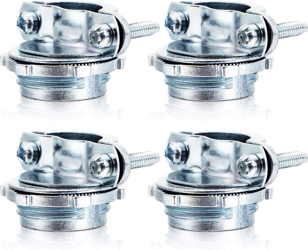 Clamp Type Cable Connector for Metallic Conduit - Protect Cables, Electric Wires, Electrical Box (Silver Zinc, 4