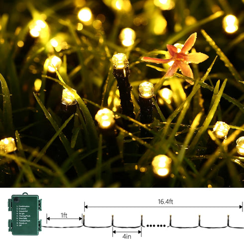 4 Pack 66ft 200 8 Battery Operated Christmas Lights - Total LED Battery String Lights Modes Waterproof with Timer