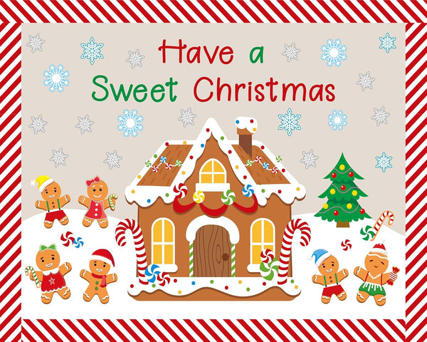 ZOIIWA Winter Christmas Gingerbread House Bulletin Board Set, Gingerbread Man Cutouts for Classroom Home Wall Decor