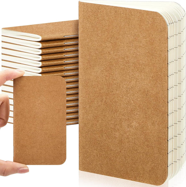 Outus 15 Pcs Pocket Notebook, Mini Journal, 2.5" x 4", Kraft Paper, Softcover Pocket Notepad for Student, Traveler
