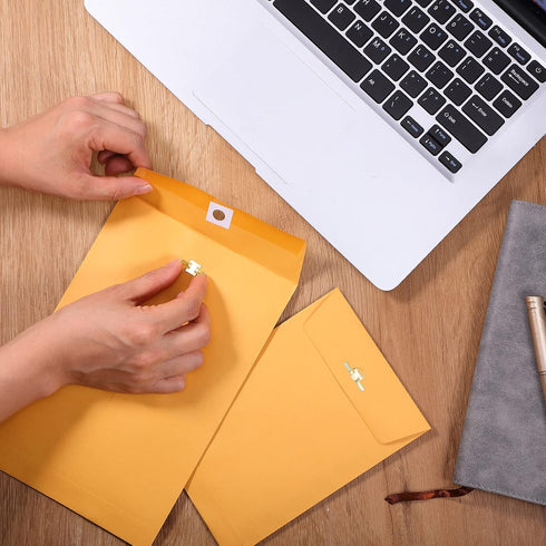 Zonon 100 Pieces Clasp Envelopes, Kraft Paper Catalog Clasp Envelope for Filing, Storing, Mailing Documents