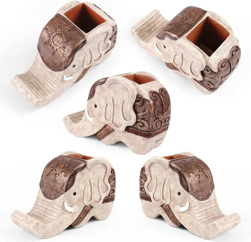 MOKANI Pen Pencil Holder with Phone Stand, Multifunctional Elephant Shaped Desk Organizer Desk Decor Elephant Gifts
