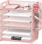 SUPEASY 6 Tier Paper Organizer - 4 Pen Holders, Mesh Desk Organizer Letter Tray with Handle for A4 File Folder