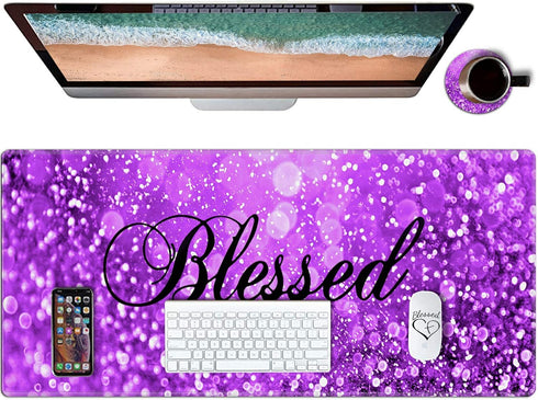 Desk Pad, Gaming Mouse Pad Extended Mouse Mat with Stitched Edge, AUOX Large Mousepad XL 31.5" x 11.8" for Office