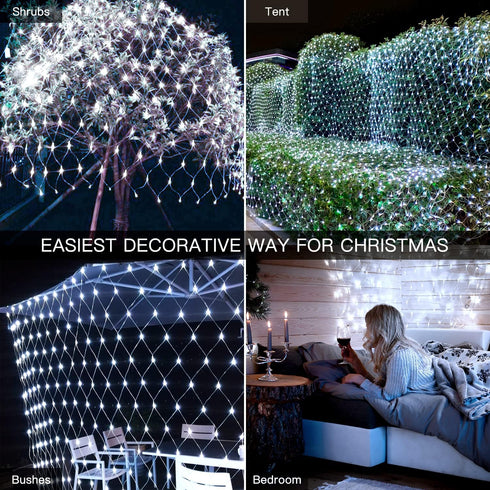 IP67 210LED 10x7ft 8 Ollny Net Lights Outdoor Mesh Lights Waterproof, Cool White Christmas Net Lights, Connectable
