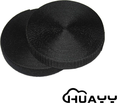 HUAYY 1 Inch Width 9 Yards Length Sew on Hook and Loop Style, Non-Adhesive Nylon Strips, Black
