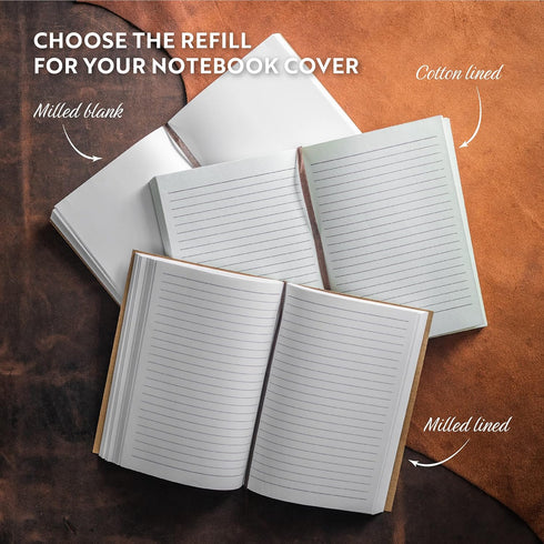 moonster Lined Journal Notebook Paper for Refillable Leather Journals, 8.25 x 5.75, 320 Pages, Premium Milled Inserts A5