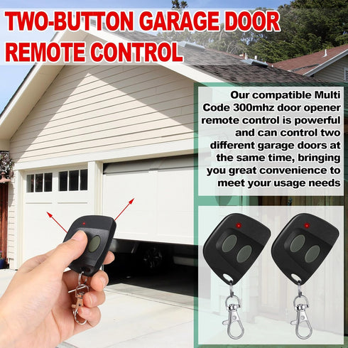 Kingdder 2 Pcs 10 Dip Switch Garage Door Remote - Two Button Garage Remote Compatible with Multicode 300mhz 3089 3060