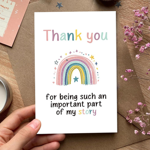 Qiavor Rainbow Thank You Card for Him Her, Appreciation Card for Teacher Best Friend Mentor, Thank You For Being Part
