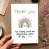 Qiavor Rainbow Thank You Card for Him Her, Appreciation Card for Teacher Best Friend Mentor, Thank You For Being Part