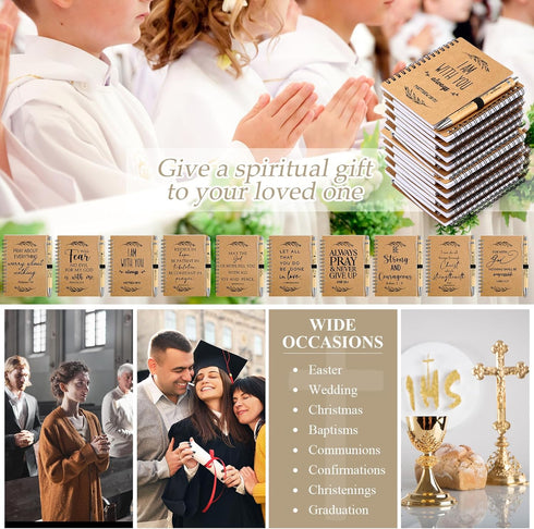 Spakon 20 Sets Christian Gifts for Women, Prayer Journals, Notepad, Christmas Spiral Daily Planner, Religious Party