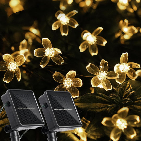 Vruxuri 2 Pack Total 52FT 120 LED Solar String Lights Outdoor Waterproof Flower