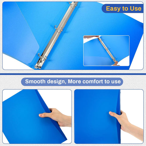 CHENGU 12 Pieces 1 Inch Plastic Binder with Pocket - Blue Color, Holds 200 Sheets
