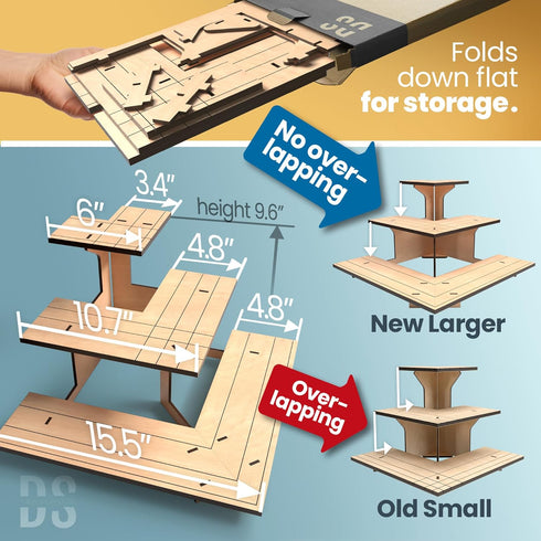 Store DS THE DISPLAY Corner Natural Wooden Tiered Display Stand for Vendor Events, Display Shelves for Craft Shows
