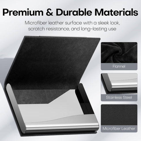 Padike Business Card Holder Case Professional PU Leather & Stainless Steel Multi Wallet Credit Card ID Case for Men &