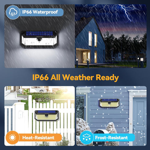 416 300 3 2 Pack IP66 TECKNET LED Solar Lights Outdoor Waterproof, Angle & Lighting Modes Motion Sensor Outdoor Lights