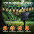 BYIZO 50FT 20 Bulbs IP65 Solar Outdoor String Lights, Waterproof Patio Lights with Solar & USB-C Dual Charging, Remote