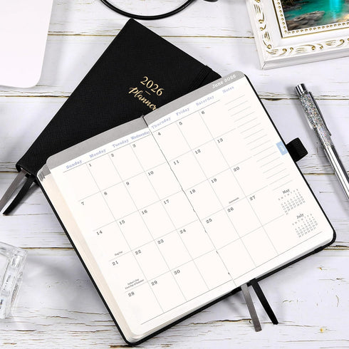 Pocket Planner 2026, Jan - Dec 2026, Weekly & Monthly Calendar, 6.3''×3.8'', Pen Loop, Back Pocket, Elastic Closure