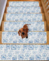 LBCASA 4 8 30 Inch Stair Treads Non Slip Indoor for Wooden Steps, Blue Nautical Ship Pcs Stair Mats for Kids Elders