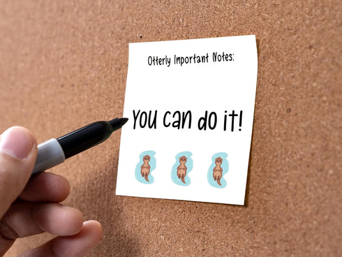 Butler in the Home Sticky Notes 12 Pack - 3"x3" 50 Sheet Count Per Pad, Otter - Cute Funny Memo Note Pads for