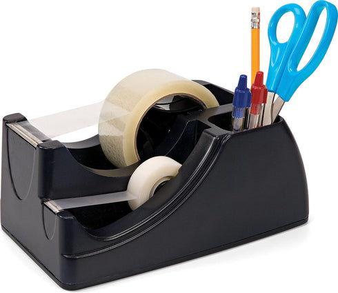 Officemate Recycled Heavy Duty Tape Dispenser, 2-in-1, Black, 1" and 3" Cores