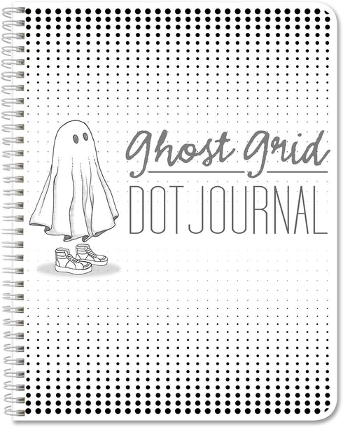 BookFactory Ghost Grid Dot Journal, Large Bullet Notebook, 120 Pages, 8.5'' x 11'' Wire-O