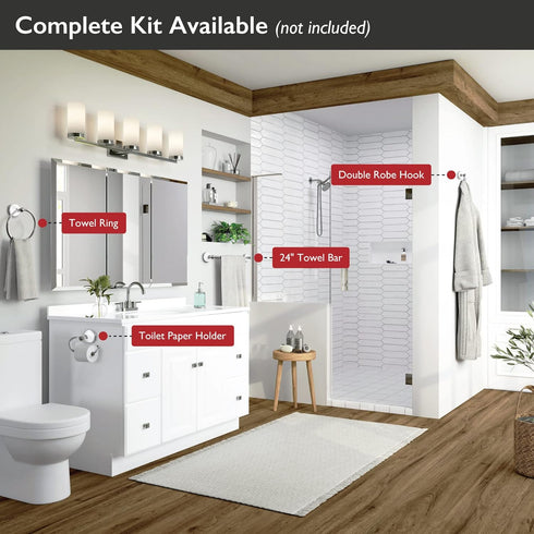 Design House Bathroom Hardware Accessories, Polished Chrome and White Robe Hook
