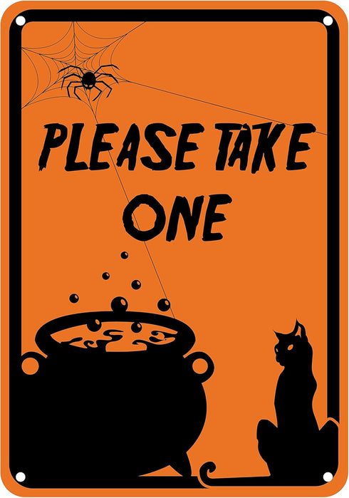 Reflective Aluminum Halloween Sign - "Please Take One" 7" x 10"