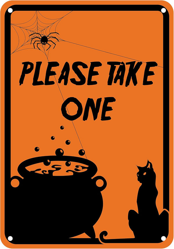 Reflective Aluminum Halloween Sign - "Please Take One" 7" x 10"