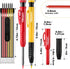 Hiboom 4 Pack Carpenter Pencils Set with 24 Refills, 2.8mm Mechanical Carpenter Pencil Built in Sharpener Woodworking Marking Tool Solid Long Nosed Deep Hole Construction Pencil by Hiboom