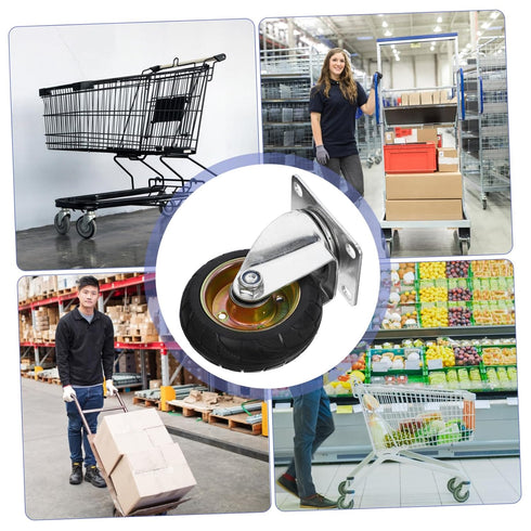 MAGICLULU Rubber Core Swivel Brake Caster Wheels Replacement for Shopping Trolleys and Rolling Carts Easy Install Cart