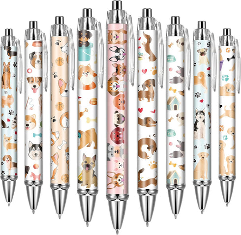 Dog Ballpoint Pens, 24 Pcs Cute Retractable Supplies, Black Ink Smooth Writing Pens for Graduation and Birthday Gifts