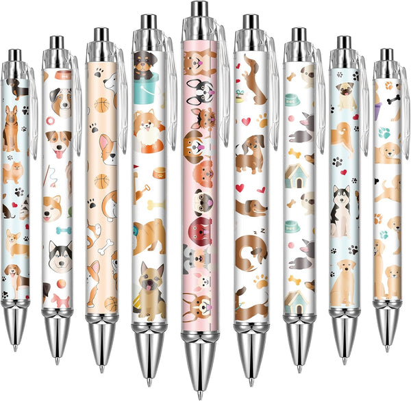 Dog Ballpoint Pens, 24 Pcs Cute Retractable Supplies, Black Ink Smooth Writing Pens for Graduation and Birthday Gifts