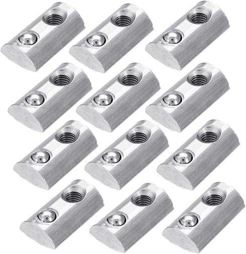 12-Pack 2020 Series Roll-in Spring M5 T Nut - Roll Ball Elastic Nuts for 6mm T-Slot Aluminum Extrusion Profile