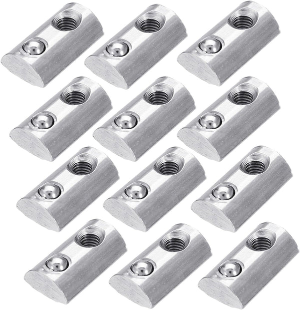 12-Pack 2020 Series Roll-in Spring M5 T Nut - Roll Ball Elastic Nuts for 6mm T-Slot Aluminum Extrusion Profile