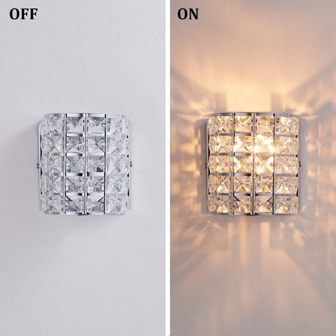 Modern Chrome Crystal Wall Sconces, Elegant Bathroom Vanity Wall Light Fixtures for Living Room Bedroom Bathroom
