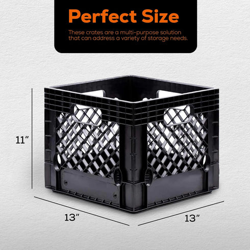 Juggernaut Storage 16 Quart Stackable Black Crate with Handles – Heavy-Duty Plastic, 2 Pack for Home, Office, Garage