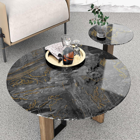 Black/Gold Marble Contact Paper, Peel and Stick Glossy Waterproof Wallpaper for Cabinets, Shelf 15.7"X78.8"