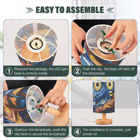 NFMILI Vintage Oil Painting Bedside Lamps for Bedrooms, Small Table Lamps, Modern Nightstand Desk Lamp with USB Port