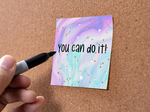 Sticky Notes 3 Pack 3"x3" 50 Sheets Per Pad, Blue Fantasy Glitter Design, Cute Funny Memo Note Pads